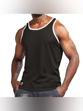 NEW! Ouku Men's Black Gym Tank Top Basketball Jersey Summer 3XL